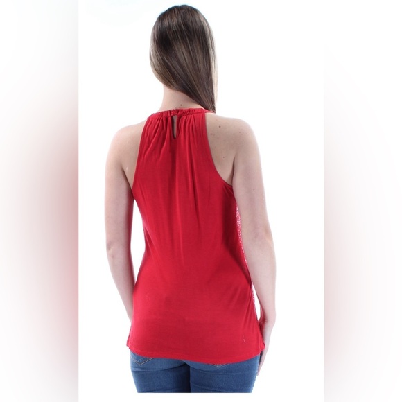 INC NYE red glitter keyhole halter top size small NWT - Picture 2 of 6